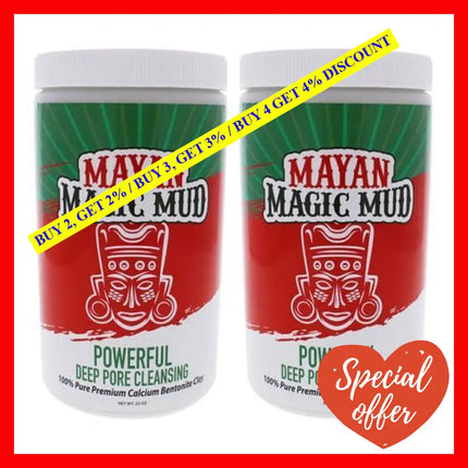 Powerful Deep Pore Cleansing Clay - Pack Of 2 By Mayan Magic Mud For Unisex 32 Oz Cleanser