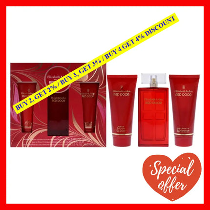 Red Door By Elizabeth Arden For Women - 3 Pc Gift Set 3.3Oz Edt Spray Body Lotion Bath & Shower Gel