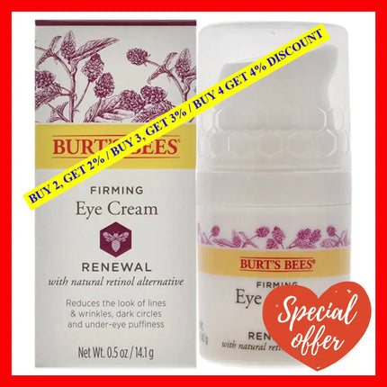 Renewal Smoothing Eye Cream By Burts Bees For Unisex - 0.5 Oz