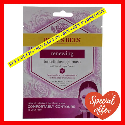 Renewing Biocellulose Gel Face Mask By Burts Bees For Women - 1 Pc