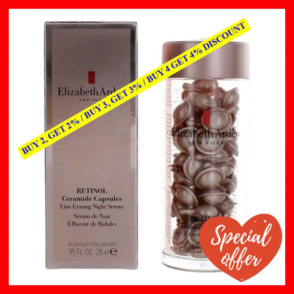 Retinol By Elizabeth Arden 60 Ceramide Capsules Line Erasing Night Serum For Women