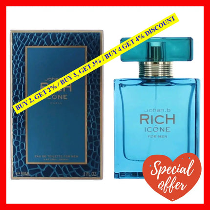 Rich Icone By Johan.b 3 Oz Eau De Toilette Spray For Men