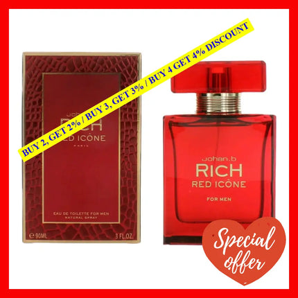 Rich Red Icone By Johan.b 3 Oz Eau De Toilette Spray For Men