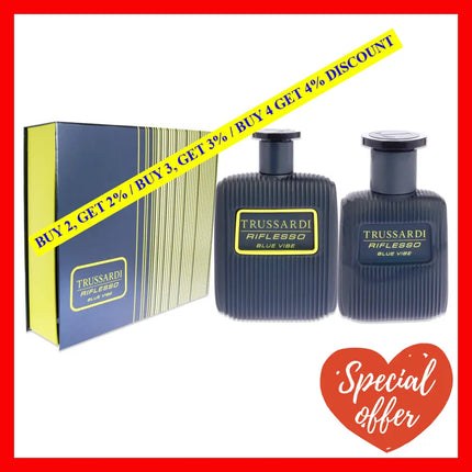 Riflesso Blue Vibe By Trussardi For Men - 2 Pc Gift Set 3.4 Oz Edt Spray 1Oz