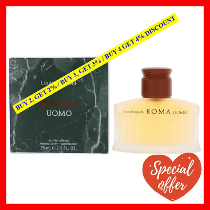 Roma Uomo By Laura Biagiotti 2.5 Oz Eau De Toilette Spray For Men