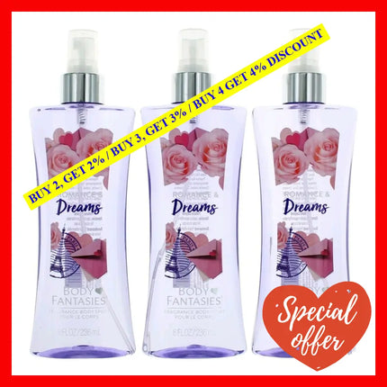 Romance & Dreams By Body Fantasies 3 Pack 8 Oz Fragrance Spray For Women