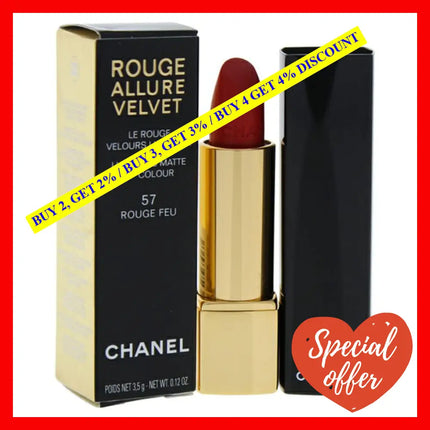 Rouge Allure Velvet Luminous Matte Lip Colour - 57 Feu By Chanel For Women 0.12 Oz Lipstick