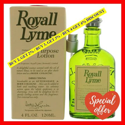 Royall Lyme By Fragrances 4 Oz All Purpose Lotion Spray For Men