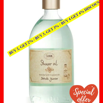 Sabon Shower Oil - Delicate Jasmine Plastic Bottle 300Ml 7290108910445