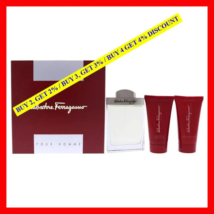 Salvatore Ferragamo By For Men - 3 Pc Gift Set 3.4Oz Edt Spray 2.5Oz After Shave Balm Shampoo And