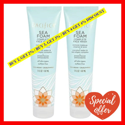 Sea Foam Complete Face Wash By Pacifica For Unisex - 5 Oz Cleanser Pack Of 2