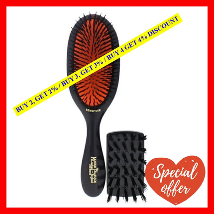 Sensitive Handy Brush - Sb3 Dark Ruby By Mason Pearson For Unisex 2 Pc Hair And Cleaner