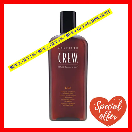 Shampoo Conditioner & Body Wash For Men By American Crew 3-In-1 15.2 Fl Oz