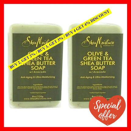 Shea Moisture Olive & Green Tea Butter Soap-Anti Aging Ultra Moisturizing - Pack Of 2 By For Unisex