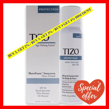 Sheerfoam Body And Face Non-Tinted Spf 30 By Tizo For Unisex - 3.5 Oz Sunscreen