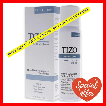 Sheerfoam Body And Face Non-Tinted Spf 30 By Tizo For Unisex - 3.5 Oz Sunscreen