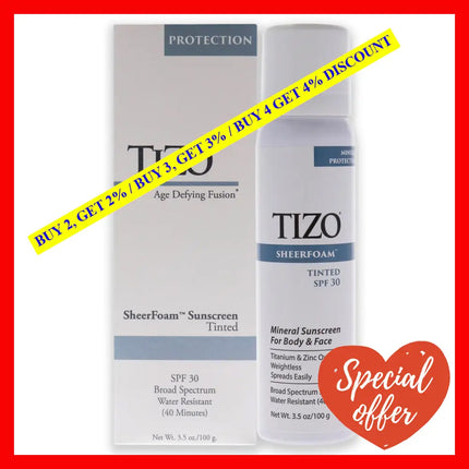 Sheerfoam Body And Face Tinted Spf 30 By Tizo For Unisex - 3.5 Oz Sunscreen