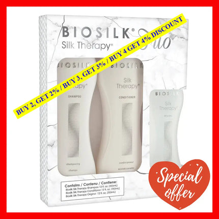 Silk Therapy Trio By Biosilk For Unisex - 3 Pc Set 12Oz Shampoo Conditioner Serum