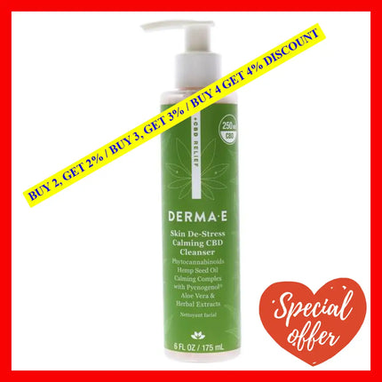 Skin De-Stress Calming Cbd Cleanser By Derma-E For Unisex - 6 Oz