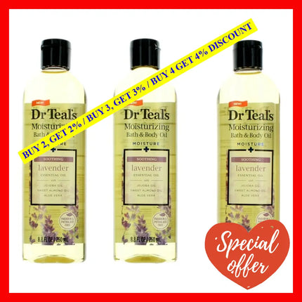 Soothing Lavender Essential Oil By Dr. Teal’s 3 Pack 8.8 Oz Moisturizing Bath & Body