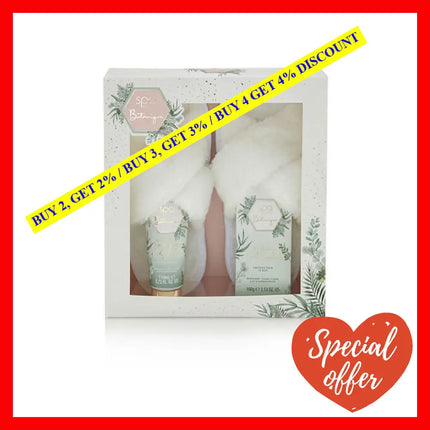 Spa Botanique Luxury Slipper Set By Style And Grace For Women - 3 Pc 3.5Oz Bath Crystals 3.7Oz Body