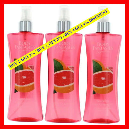 Sparkling Pink Grapefruit By Body Fantasies 3 Pack 8 Oz Fragrance Spray For Women