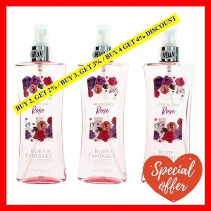 Sparkling Roses By Body Fantasies 3 Pack 8 Oz Fragrance Spray For Women