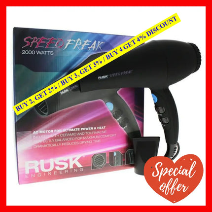 Speed Freak 2000 Watts Dryer - Model # Irehf6688 Black By Rusk For Unisex 1 Pc Hair