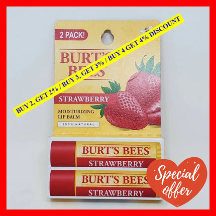 Strawberry Moisturizing Lip Balm Twin Pack By Burts Bees For Unisex - 2 X 0.15 Oz