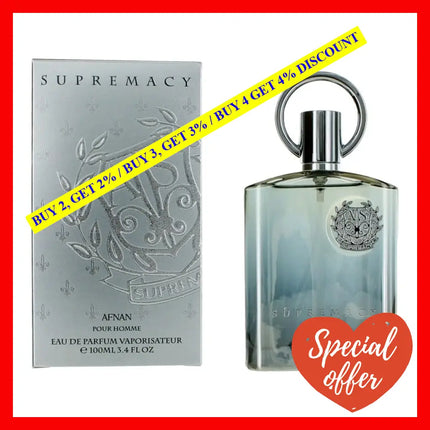 Supremacy Silver By Afnan 3.4 Oz Eau De Parfum Spray For Men