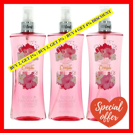 Sweet Crush By Body Fantasies 3 Pack 8 Oz Fragrance Spray For Women