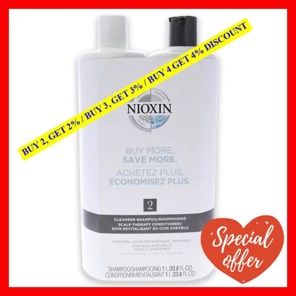 System 2 Kit By Nioxin For Unisex - 33.8Oz Shampoo Conditioner