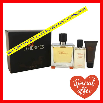 Terre Dhermes By Hermes For Men - 3 Pc Gift Set 2.5Oz Pure Perfume Spray 1.35Oz All-Shower Gel