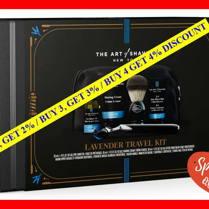 The Art Of Shaving Lavender Travel Kit - Men’s Razor With 1Oz Pre-Shave Oil 1.5Oz Cream Brush &