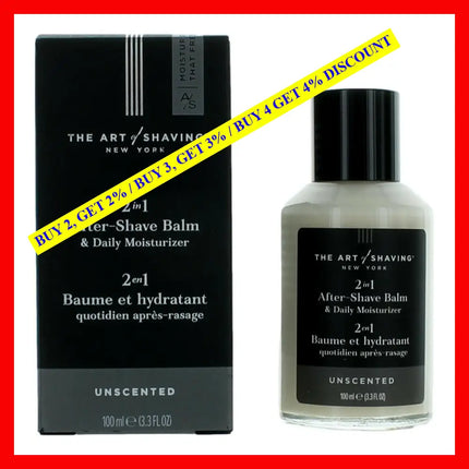 The Art Of Shaving Unscented By 3.3 Oz 2-In-1 After Shave Balm & Daily Moisturizer For Men