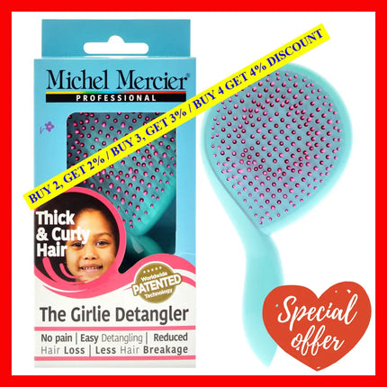 The Girlie Detangle Brush Thick And Curly Hair - Turquoise-Pink By Michel Mercier For Women- 1 Pc