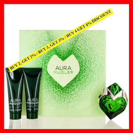 Thierry Mugler Aura Gift Set 3 Pc Set The Box Might Not Be In Perfect Conditions.