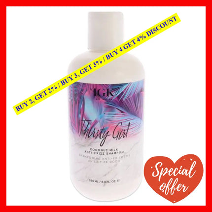 Thirsty Girl Coconut Milk Anti-Frizz Shampoo By Igk For Unisex - 8 Oz