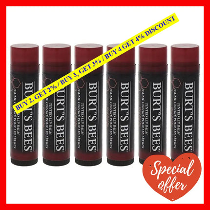 Tinted Lip Balm - Red Dahlia By Burts Bees For Unisex 0.15 Oz Pack Of 6