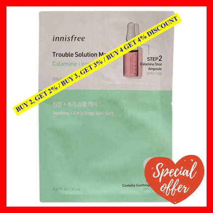 Trouble Solution Mask - Calamine By Innisfree For Unisex 1 Pc Kit 0.67 Step Centella Soothing Sheet