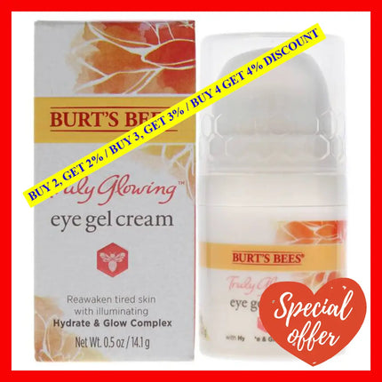 Truly Glowing Eye Gel Cream By Burts Bees For Unisex - 0.5 Oz