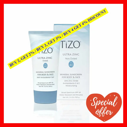 Ultra Zinc Body And Face Non-Tinted Spf 40 By Tizo For Unisex - 3.5 Oz Sunscreen