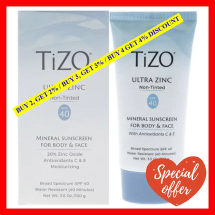 Ultra Zinc Body And Face Non-Tinted Spf 40 By Tizo For Unisex - 3.5 Oz Sunscreen