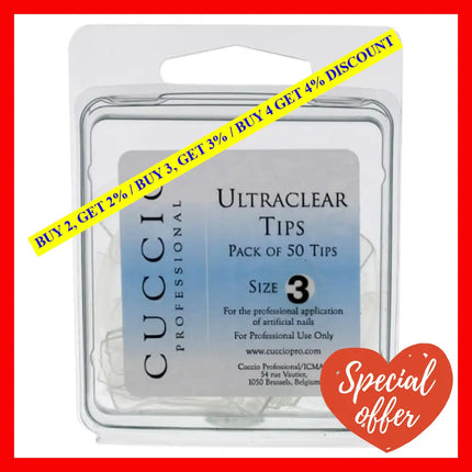 Ultraclear Tips - 3 By Cuccio Pro For Women 50 Pc Acrylic Nails