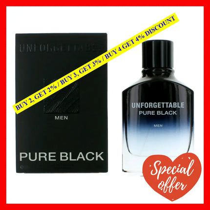 Unforgettable Pure Black By Glenn Perri 3.4 Oz Eau De Toilette Spray For Men