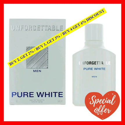 Unforgettable Pure White By Glenn Perri 3.4 Oz Eau De Toilette Spray For Men