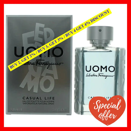 Uomo Casual Life By Salvatore Ferragamo 3.4 Oz Eau De Toilette Spray For Men