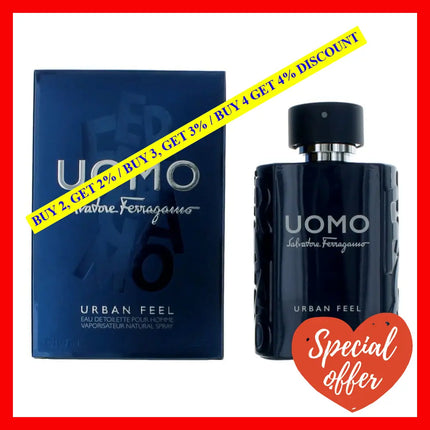 Uomo Urban Feel By Salvatore Ferragamo 3.4 Oz Eau De Toilette Spray For Men