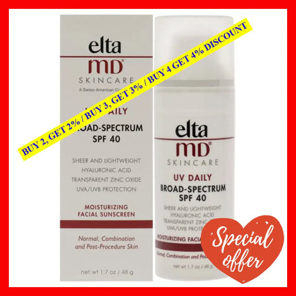 Uv Daily Moisturizing Facial Sunscreen Spf 40 By Eltamd For Unisex - 1.7 Oz