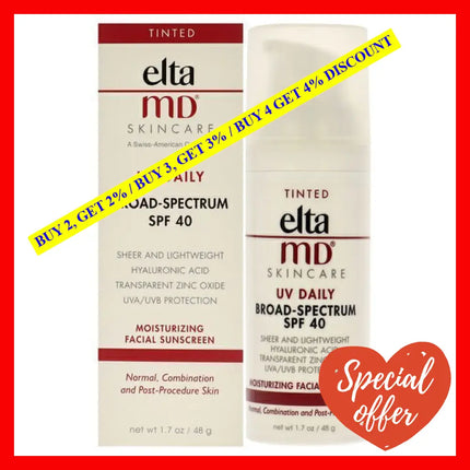 Uv Daily Moisturizing Facial Sunscreen Spf 40 - Tinted By Eltamd For Unisex 1.7 Oz